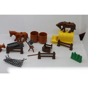 Playmobil Horse Ranch Farm Accessories Lot Barrels Fences Trough